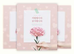 温馨的康乃馨：唯美漂亮温馨的韩国母亲节海报模版