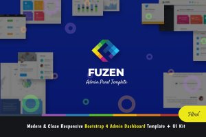 基于Bootstrap 4功能强大高效管理模板+UI套件 Fuzen – Bootstrap 4 Admin Template + UI Kit