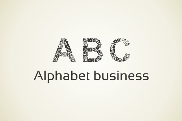 商业图标组成的26个字母矢量图形 Alphabet business