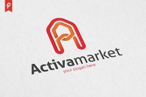 现代独特字母图形logo模板 Activa Market Logo