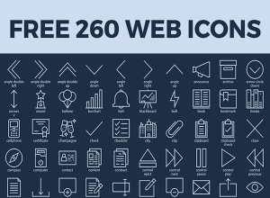 一个适用于站点或web应用的图标集 260 Free Vector Web Icons