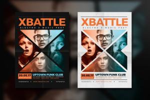 X构造音乐活动宣传海报传单模板 X Battle Music Flyer