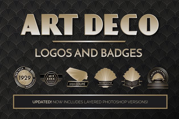 经典复古Logo和徽章模板 Gold Art Deco Logo Templates