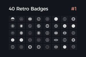 40枚复古徽章Logo模板 40 Retro Badges Vol. 1
