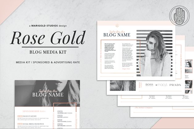 玫瑰金主题的博客媒体工具包 ROSE GOLD | Blog Media Kit