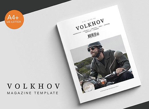 Volkhov Magazine专业、清新、干净的杂志模板下载[indd]