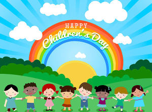 快乐儿童节 – 彩虹背景