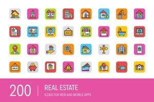 200枚房地产图标 200 Real Estate Icons
