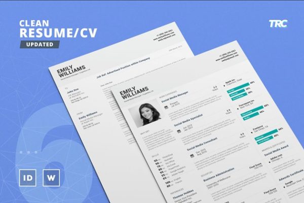 簡潔專業全面高級簡歷模板 clean resume/cv template volume