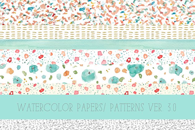 水彩碎花花瓣图形纹理 Watercolor Patterns 3.0