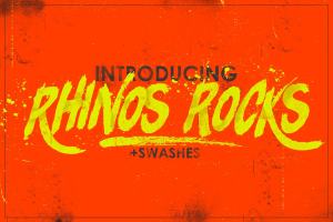 极具个性的画笔涂鸦英文字体 Rhinos Rocks +Swashes