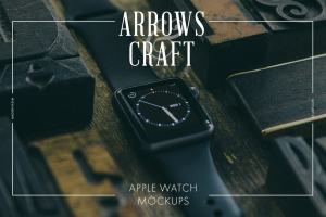 工匠场景风格iWatch样机模板 Arrows & Craft – Apple Watch Mockups