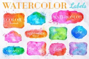 水彩标签图形 Watercolor Labels