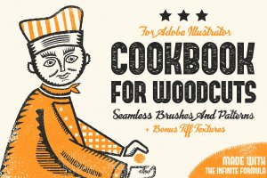 复古木刻印刷绘画风格AI笔刷 Cookbook for Woodcuts – brushes and patterns
