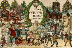 18世纪末19世纪初欧洲复古冬日节日设计素材 Vintage Winter Holiday Graphics