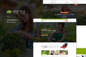 园艺景观设计服务公司网站设计PSD模板 Seattle : Gardening PSD Template