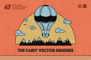 47款手绘画笔&图案AI笔刷合集 The Fairy Vector Brushes