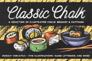 经典粉笔画黑板画AI笔刷 Classic Chalk – Brushes + Patterns