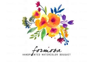 手绘夏日黄色水彩花卉插画素材 Formosa – Watercolor Clip Art Set