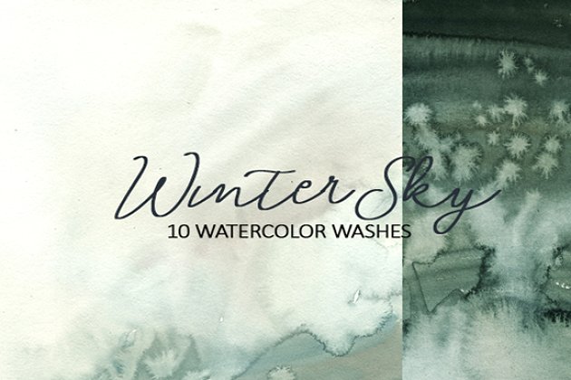 冬天的天空灰色水彩水洗效果纹理 Winter Sky Watercolor Grey Washes