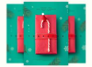 圣诞礼盒：韩国超级时尚风格的礼物海报psd模版