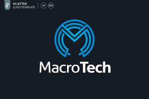 现代高科技时钟图形logo模板 Macro Tech Logo