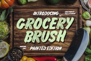 经典招牌写作手写脚本字体 Grocery Brush & Hand (PLUS Extras)