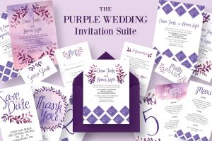 紫色婚礼邀请函设计套件 The Purple Wedding Invitation Suite