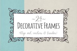 24种手绘装饰框图形 Decorative Frames – Vector