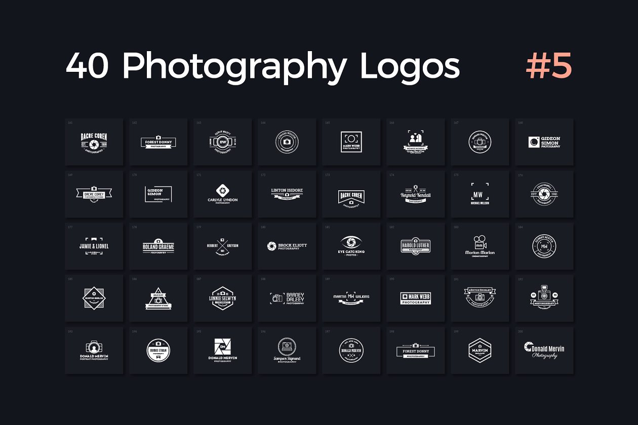 40个多用途影楼摄影Logo模板V.5 40 Photography Logos Vol. 5