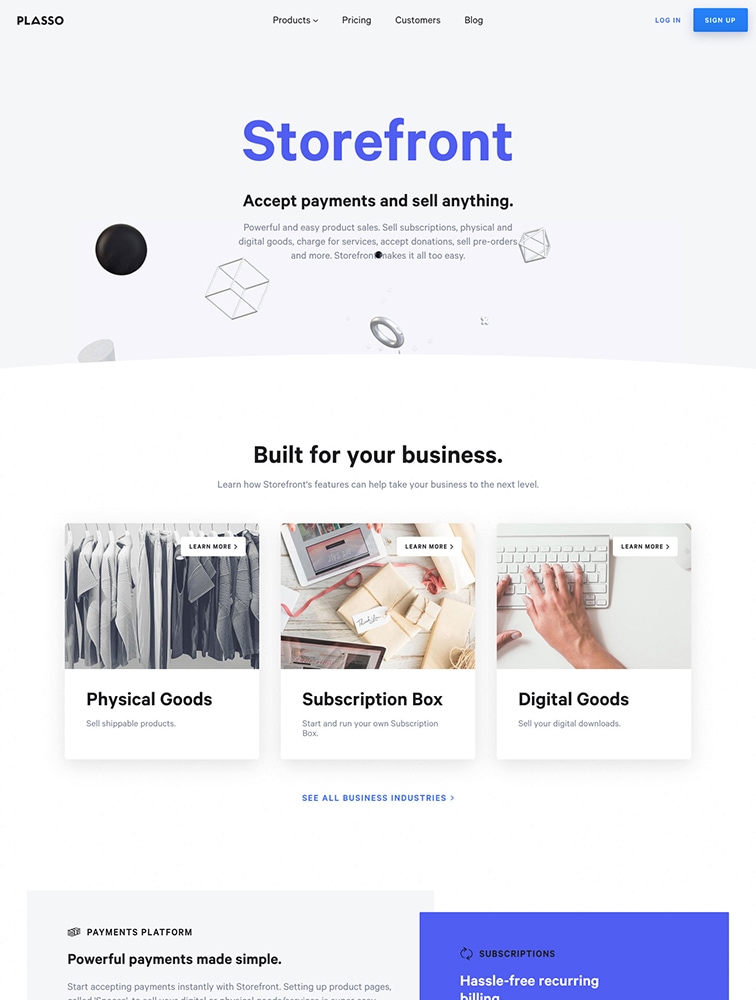 Plasso Storefront landing page design inspiration - Lapa Ninja