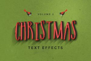 圣诞节主题设计字体图层样式v2 Christmas Text Effects Vol.2