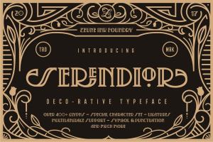 20世纪20年代装饰艺术英文字体&纹理 Serendior | Font & Seamless Patterns