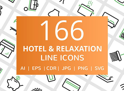 166个酒店&休闲娱乐的线形矢量图标下载[ai,eps,cdr,svg,png,jpg]