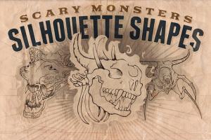 可怕的怪物轮廓图形插画 Silhouette shapes – Scary Monsters