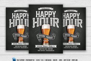 欢乐时光啤酒节宣传传单模板 Happy Hour Flyer
