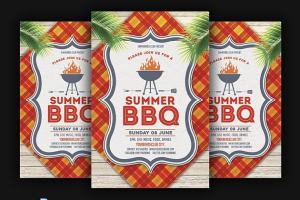 夏季假日活动烧烤主题传单模板 Summer BBQ Flyer