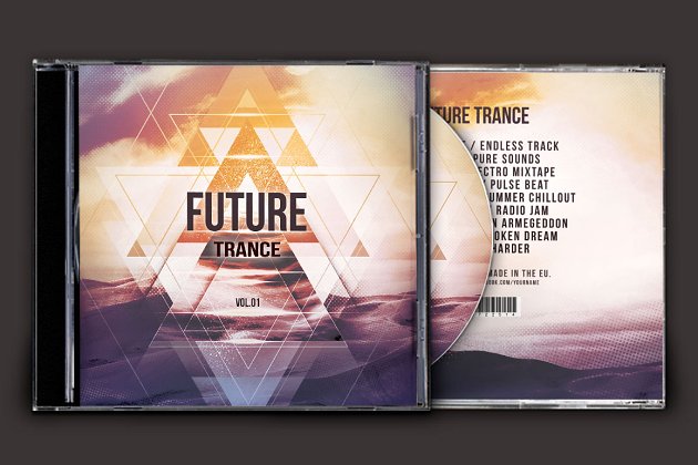 未来主题抽象背景CD封面PSD模板 Future Trance CD Cover Artwork