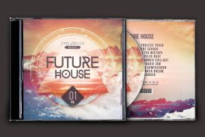 未来之音音乐CD封面模板 Future House CD Cover Artwork
