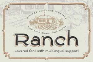 老式手绘艺术电影英文字体 Ranch typeface + bonus