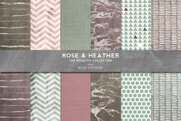 自然的玫瑰石英粉色调大理石纹理 Rose & Heather Silvered Graphics