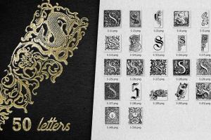 一组复古装饰字母素材 Vintage Letter S Decorative Alphabet