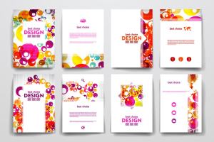 一套彩色抽象风格小册子模板  Colourful brochure templates