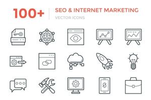 100+搜索引擎优化及互联网营销图标  100+ SEO and Internet Marketing Icon