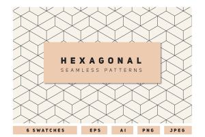六角形图案无缝纹理 Hexagonal Seamless Patterns Set 2
