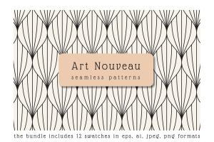 新艺术主义无缝图案花纹 Art Nouveau Seamless Patterns Set