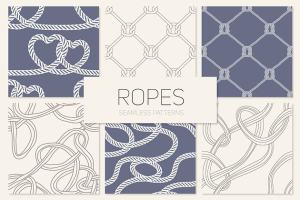 各种形态的绳索图案无缝纹理 Ropes. Seamless Patterns Set