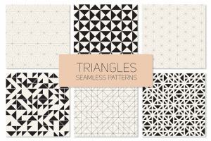 三角形图案无缝纹理 Triangles. Seamless Patterns. Set 4