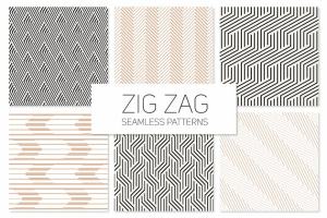 锯齿形无缝抽象纹理合集 Zig Zag Seamless Patterns Set