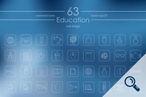 63个教育主题线条写意ico图标 63 EDUCATION icons